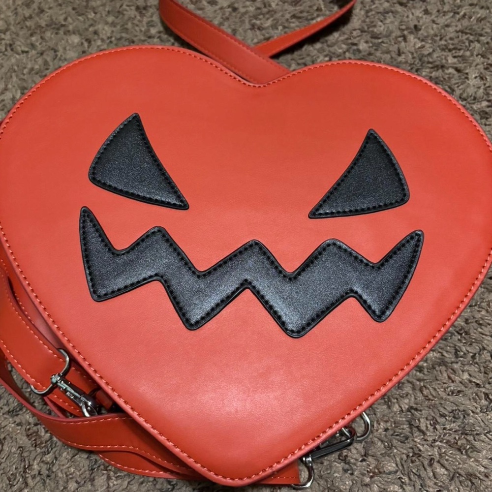 Heart-Shaped Orange and Black Bag